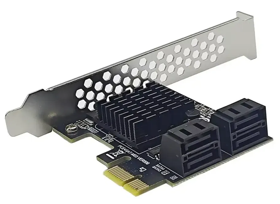 Tarjeta de expansión PCIe con 4 puertos SATA y disipador
