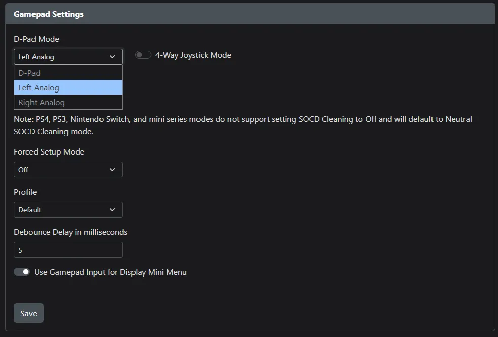 Gamepad Settings